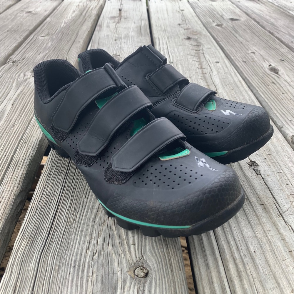 Specialized Riata Womens Mountain Bike Shoes Black Green US 7.25 EU 38 MTB SPD
